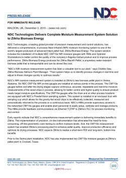 NDC Technologies Delivers Complete Moisture Measurement