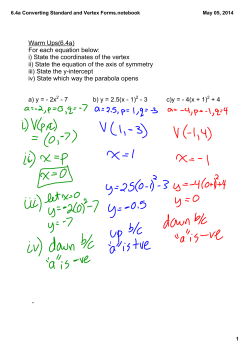 6.4a Converting Standard and Vertex Forms