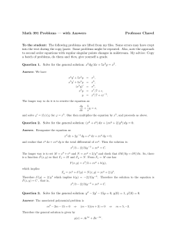 Math 391 Problems &mdash; with Answers Professor Chavel