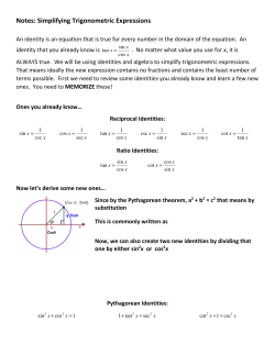 Notes: Simplifying Trigonometric Expressions