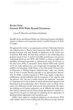 Review Essay: "Feminist WPA Work: Beyond Oxymorons"