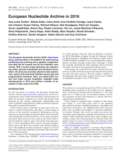 European Nucleotide Archive in 2016