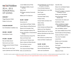 2014 &ndash; 2015 honor roll of giving