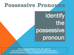 Supply the Possessive Pronoun #1