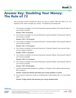 Answer Key: Doubling Your Money: The Rule of 72