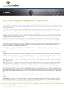 Marco Polo: Lessons from the Master of