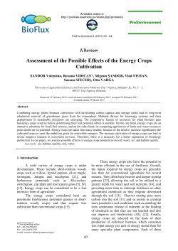 Assessment of the Possible Effects of the Energy Crops Cultivation