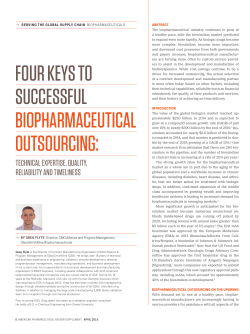 Four Keys to successFul Biopharmaceutical outsourcing
