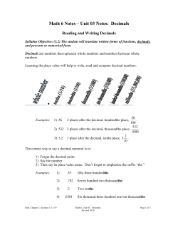 Decimals - My CCSD