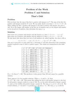 Problem of the Week Problem C and Solution That`s Odd