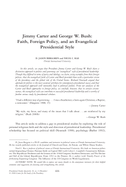 Jimmy Carter and George W. Bush: Faith, Foreign Policy, and an