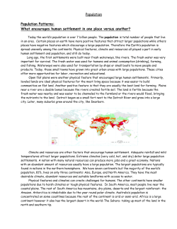 Population Population Patterns: What encourages human settlement