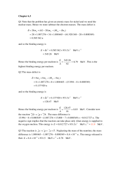 Chapter 6.3 Q1 Note that the problem has given an atomic mass for