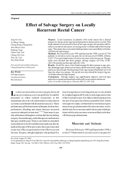 Ef fect of Sal vage Sur gery on Locally Re cur rent Rec tal Can cer