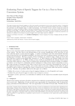 Evaluating Parts-of-Speech Taggers for Use in a Text-to