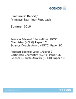 Examiner Feedback Summer 2016 - Edexcel
