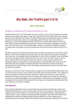 Abu Bakr, the Truthful (part 2 of 3)