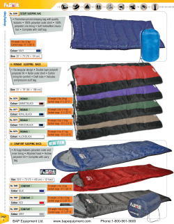 Nomad sleepiNg bags - BAP Equipment Ltd.
