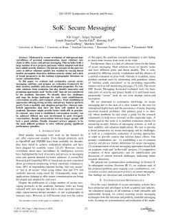 SoK: Secure Messaging - IEEE Computer Society`s Technical
