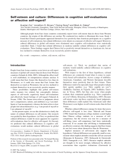 Self-esteem and culture: Differences in cognitive self