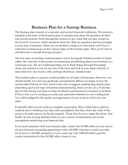 A Business Plan for a Startup Business