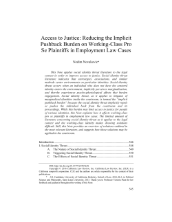 Access to Justice: Reducing the Implicit Pushback Burden on