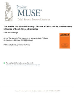 The world`s first biometric money: Ghana`s e-Zwich