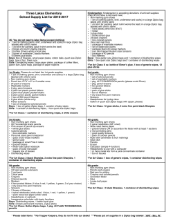 School Supply List - Three Lakes School District