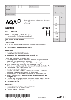 GCSE Spanish Question paper Unit 01 - Listening Test June