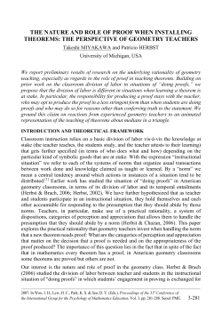 the nature and role of proof when installing theorems