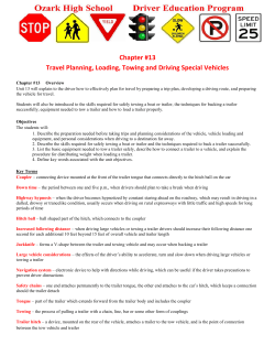 Chapter #13 Travel Planning, Loading, Towing and Driving Special
