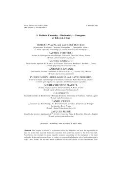 5. Prebiotic Chemistry &ndash; Biochemistry &ndash; Emergence of Life (4.4&ndash;2 Ga
