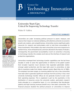 University Start-Ups: Critical for Improving Technology Transfer