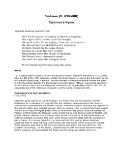C&aelig;dmon (fl. 658-680) C&aelig;dmon`s Hymn