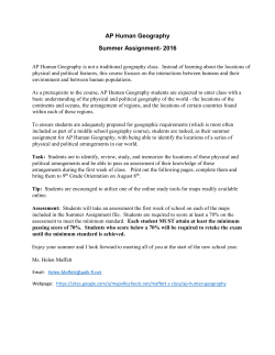 AP Human Geography Summer Assignment
