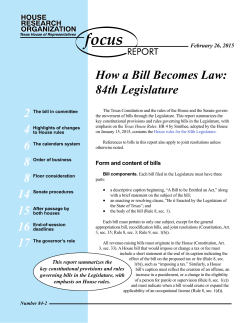 How a Bill Becomes Law: 84th Legislature