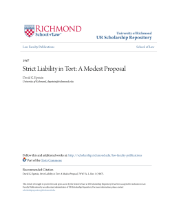 Strict Liability in Tort: A Modest Proposal