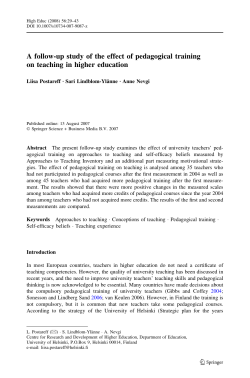 A follow-up study of the effect of pedagogical training on teaching in