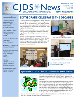 February 7 2014 v 189 - The Columbus Jewish Day School