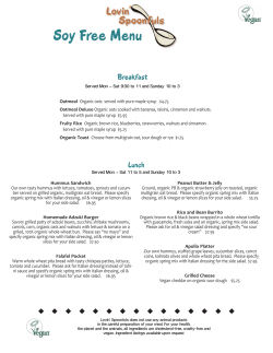 Soy Free Menu - Lovin` Spoonfuls