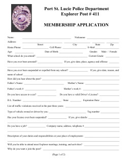 Port St. Lucie Police Dept. Explorer Post 411 Membership Application