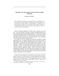the role of the judge in the twenty-first century