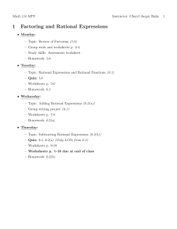 1 Factoring and Rational Expressions
