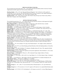 FRENCH AND INDIAN WAR ERA This encompasses the period