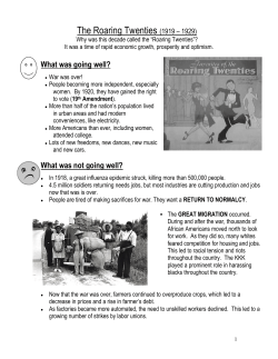 The Roaring Twenties (1919 – 1929)