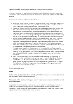 Submission to IPART on Issues Paper &ldquo;Finding the best fare