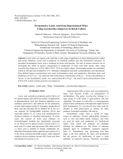Fermentative Lactic Acid from Deproteinized