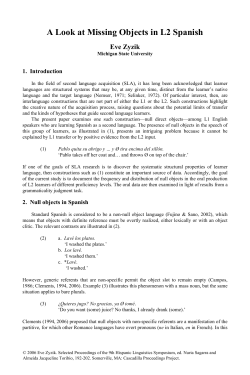 A Look at Missing Objects in L2 Spanish