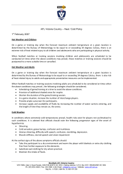AFL Victoria Country &ndash; Heat / Cold Policy 1st February 2007 Hot