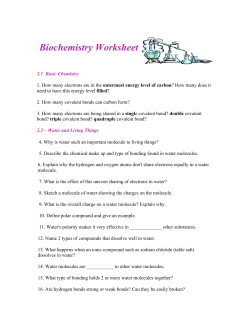 Biochemistry Worksheet